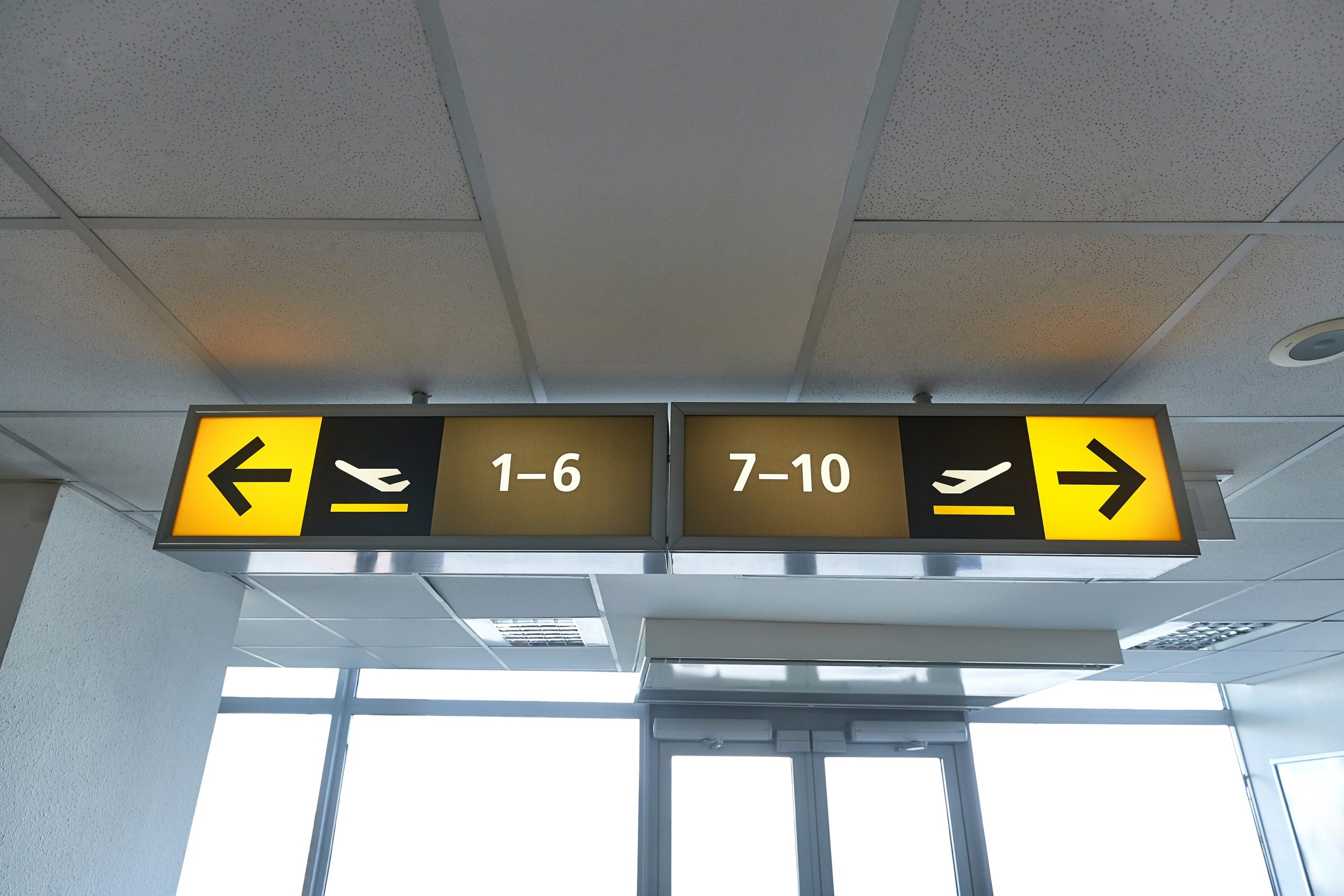 Airport,Departure,Gate,Numbers,And,Directions,On,A,Sign